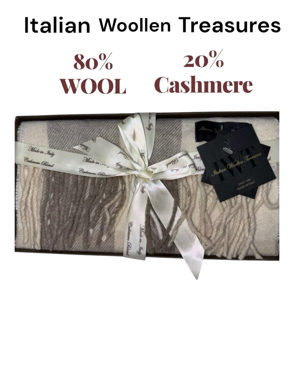 Italian Woollen Treasures (NWT) 80% Wool, 20% Cashmere Scarf